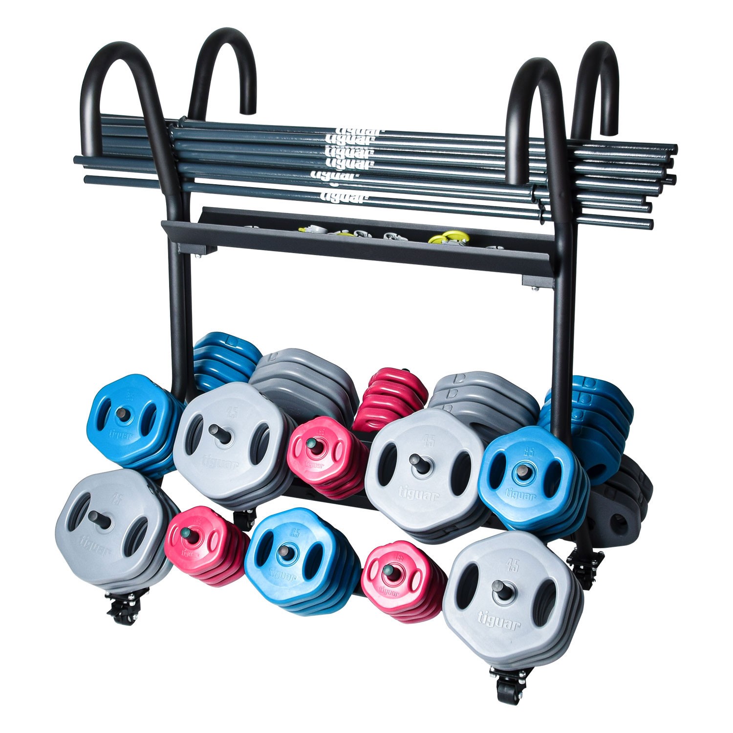 Tiguar 12 Powergym Langhantelsets (17,6kg) m. Rollständer